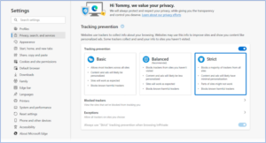 Edge Privacy Settings